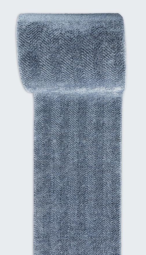 Well Woven Custom Size Hallway & Stair Runner- Harlow Pompeii Blue 27 Inches Wide x 9 Feet Long Runner (27" x 9') Runner Rug - Modern Chevron Pattern, Ultra-Soft, Easy-Clean