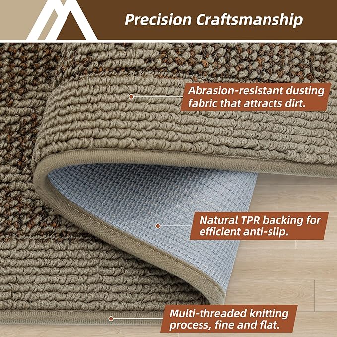COSY HOMEER Non-Slip Door Mat 36"x60", Entryway Rugs Low Profile Absorbent Dirt Trapper Doormat for Front Entrance, Washable Polypropylene Entry Mat (Beige)