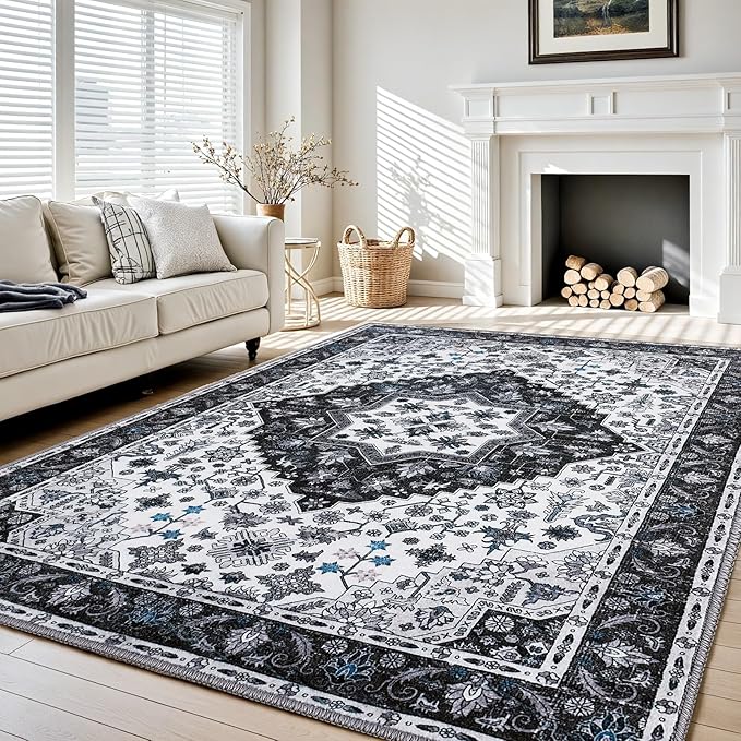 Washable Area Rugs 6x9,Boho Area Rug,Collapsible Area Rug for Bedroom, Entryway, Kitchen, Bathroom