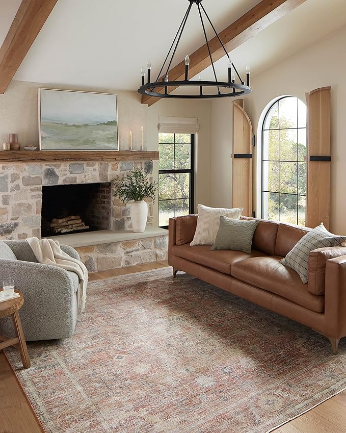 Loloi Magnolia Home by Joanna Gaines Millie Collection MIE-04 Sunset/Multi 5'-3" x 7'-6", .25" Pile Height, Area Rug