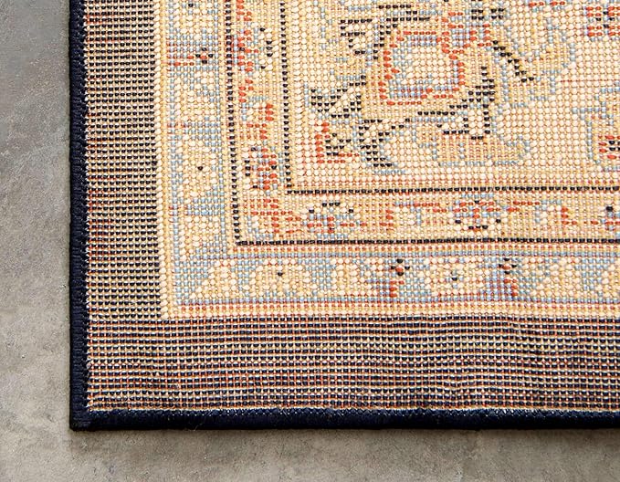 Unique Loom Sialk Hill Collection Area Rug - Washington (9' 10" x 13' Rectangle Navy Blue/Cream)
