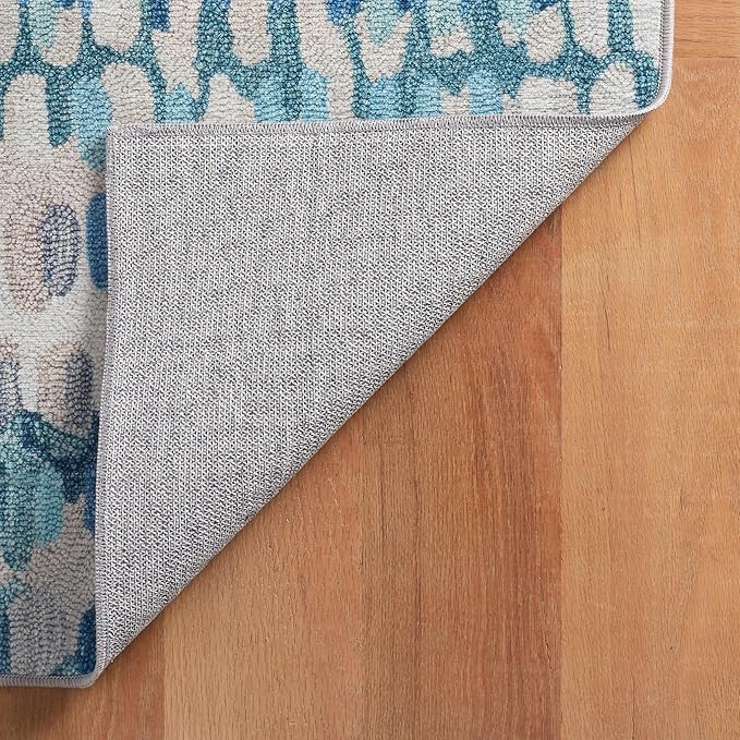 Dash & Albert Paint Chip Multi Machine Washable Rug, 7.5 X 9.5 Feet, Blue/Green Geometric Pattern