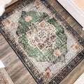 2x3 Small Rugs for Entryway, Green Boho Area Rug for Bathroom Throw Hallway Vintage Kitchen Rugs Non Slip Washable, Indoor Entrance Floor Carpet