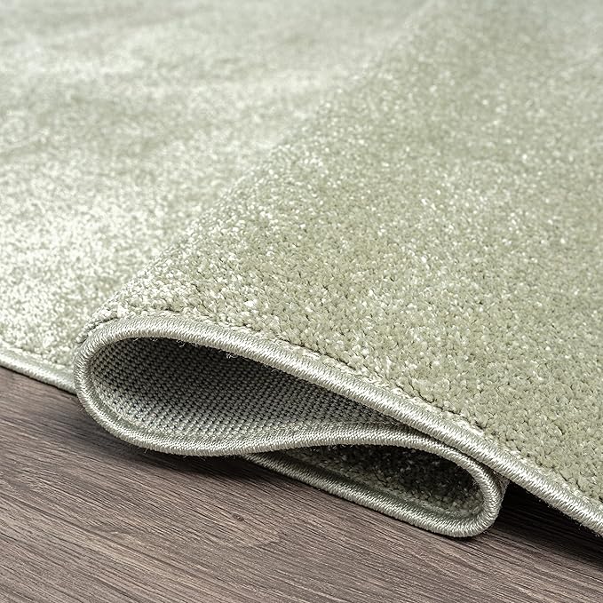 Eyely UES100O-3OV Supersoft Haze Solid Low-Pile Indoor Area Rug Casual;Contemporary;Solid;Traditional, Bedroom, Kitchen, Living Room, Easy-Cleaning, Non-Shedding, 3 X 5 Oval, Green