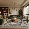 EnHomee 5x7 Area Rugs Washable for Bedroom, Boho Vintage Rugs, Foldable Area Rug for Dining Room, Non-Slip Soft Living Room Rug, Low Pile Large Carpet for Bathroom, Grey