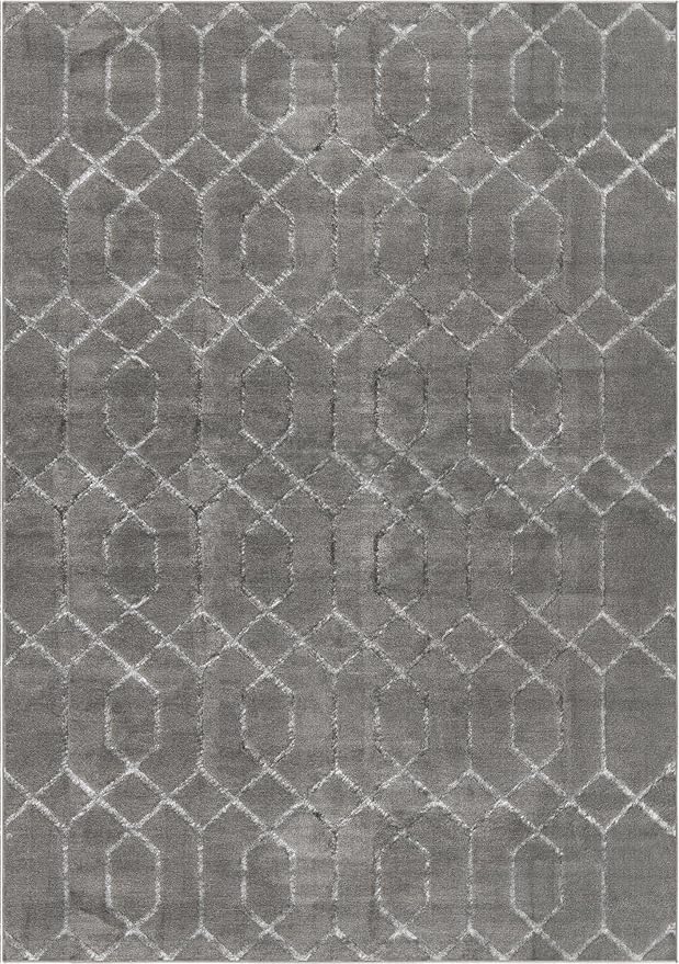 Marilyn Monroe Glam Collection Area Rug - Trellis (7'x 10' Rectangle, Gray Silver/ Silver)