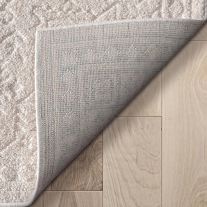 Well Woven Harlow Collection Cloud Medallion Ivory - Modern Tribal Minimalist 2x3 (2'3" x 3'11") Accent Mat Rug - Ideal for Entryway & Kitchen - Durable, Stain Resistant & Easy to Clean