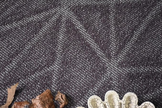 Furnish my Place Geometrical Pattern Indoor/Outdoor Refine Purple Rug, Abstract Area Rug, Doorway Mat, Contemporary Rug for Living Room, Entryway, Made in USA - 3' x 6' Oval
