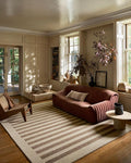 Loloi Leanne Ford Craven Collection CVN-05 Oatmeal/Bark 9'-3" x 13' Area Rug Striped, Patterned, Neutral, Living Room, Bedroom, Dining Room