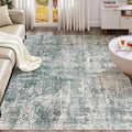 5x7 Area Rug Living Room Rugs - Washable Neutral Modern Abstract Soft Thin Large Rug Indoor Floor No Slip Rug Carpet for Bedroom Under Dining Table Home Office Decor - Green/Grey