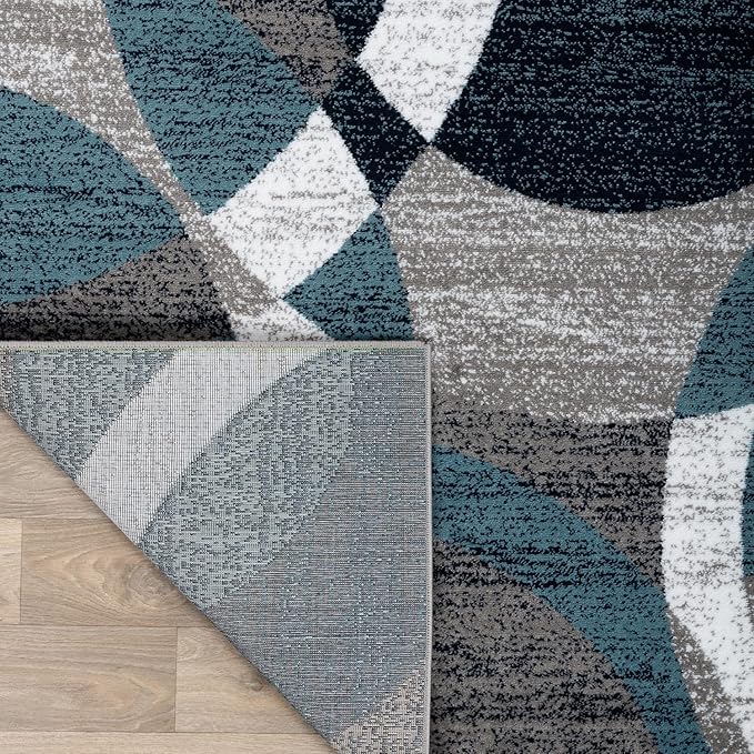Rugshop Contemporary Abstract Circles Perfect for high Traffic Areas of Your Living Room,Bedroom,Home Office,Kitchen Area Rug 9' x 12' Blue