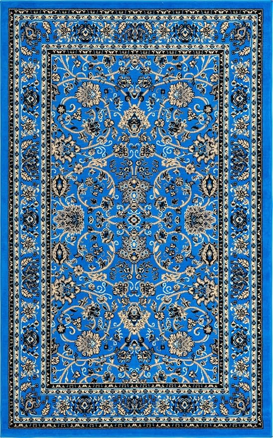 Unique Loom Sialk Hill Collection Area Rug - Washington (5' 3" x 8' Rectangle Dark Blue/Black)