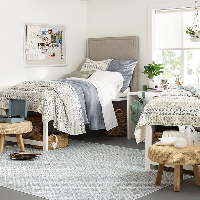 Dash and Albert Melange Diamond Machine Washable Area Rug - 3' x 5' Blue - Diamond Accent Rug - Anti-Slip Backing, Lightweight, Machine Washable, High Traffic Areas Kitchen, Mudroom, Laundry Room
