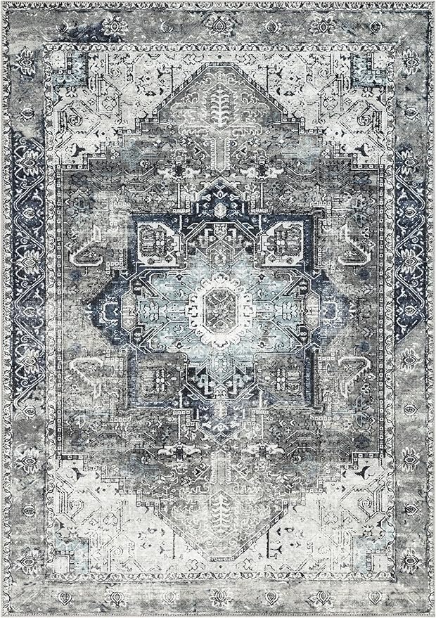 Keen Home Design 8x10 Rug - Machine Washable Area Rug with Non-Slip Backing, Ideal for Living Room, Dining Room, Bedroom - Vintage, Easy Clean, Durable, Low Pile - (8' x 10')