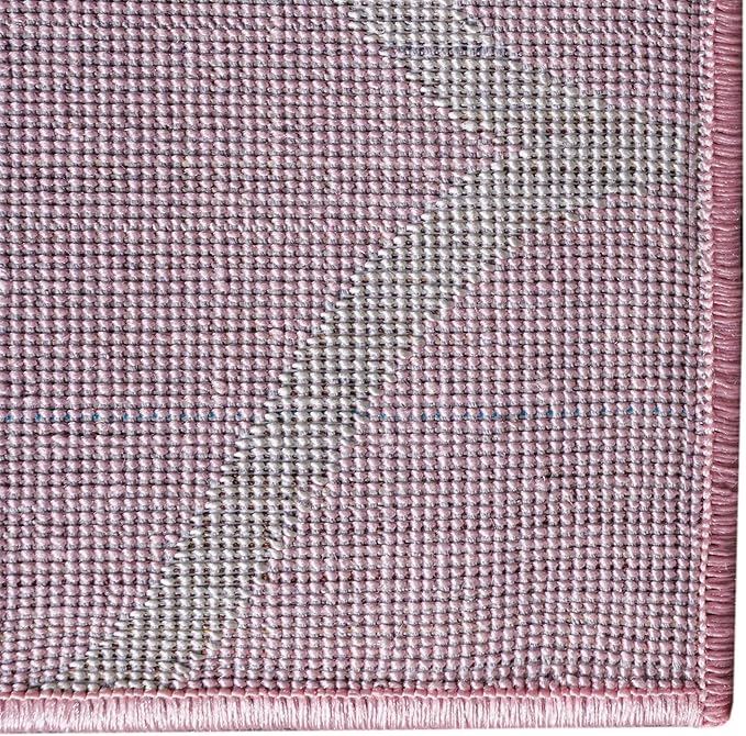 Rugs.com Lattice Frieze Collection Rug – 7' x 10' Light Pink Medium Rug Perfect for Living Rooms, Large Dining Rooms, Open Floorplans