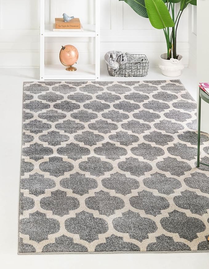 Rugs.com Lattice Collection Rug – 3' x 5' Dark Gray Medium Rug Perfect for Entryways, Kitchens, Breakfast Nooks, Accent Pieces