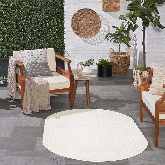 Nourison Home Versatile Ivory White 6' x 9' Oval Area Rug - Easy Clean, Non Shedding, Bed Room, Living Room, Dining Room, Kitchen (6' x 9' Oval)