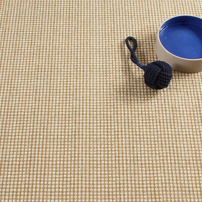 Dash & Albert Hartley Natural Machine Washable Rug, 3 X 5 Feet, Natural Plaid Pattern