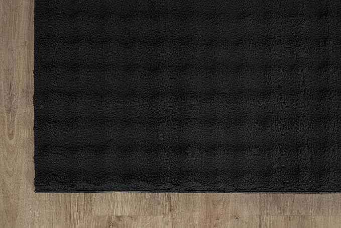 CAMILSON Modern Black Non Slip Runner Rug 2x7 Ultra Soft High Pile Kitchen Rugs Non Skid Rubber Backing Durable & Easy to Clean Carpet for Entryway Bathroom Indoor Use (2 x 7 Black)