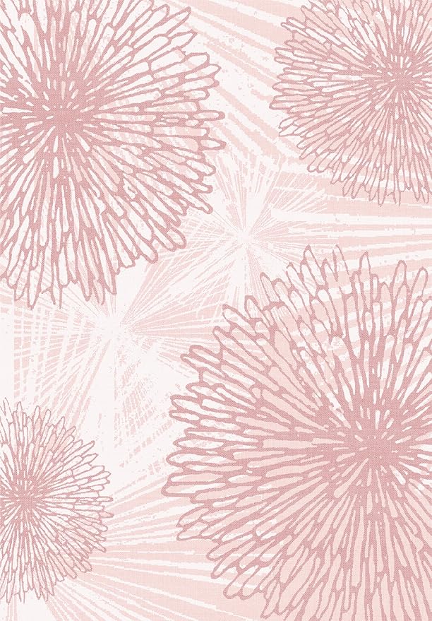 WITSHOCK Pink Rugs 7x9 for Bedroom Girls,Floral Modern Distress Print Pattern Carpet for Living Room Dining Room,Stain Resistant Anti Slip Backing Rugs for Kids Room Nursery Playroom,Light Pink