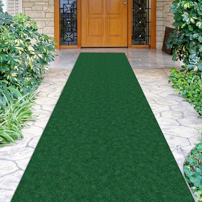 Ottomanson 2'7" x 34' Hallway Runner with Scraper Pile - Extra Durable Non-Slip Rug Mat for Indoor & Outdoor Use - Ideal for Kitchen, Entryway & Garage - High-Traffic Carpet, Green