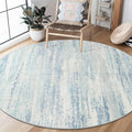 MUJOO Round Rugs 5ft,Circle Area Rug Washable,Circular Rugs for Living Room Dining Room,Modern Abstract Non Slip Throw Carpet Accent Neutral Blue