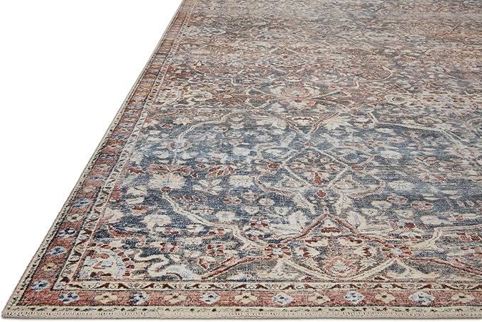 Loloi Chris Loves Julia Jules Collection JUL-06 Denim/Spice 2'-6'' x 9'-6'', .13" Pile Height, Runner Rug