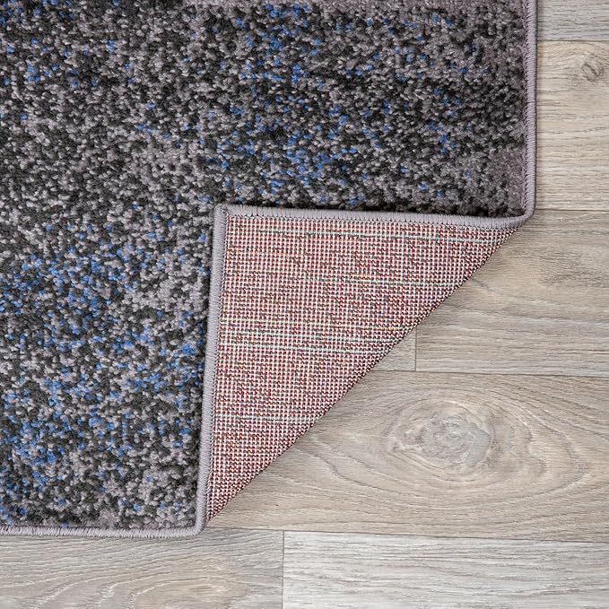 Rugshop Blue Modern Distressed Boxes Runner Rug — Non-Shedding for Hallway, Entryway and Kitchen 2' x 7'