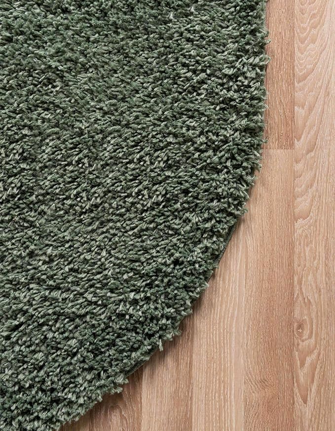 Unique Loom Davos Shag Collection Area Rug - Solid (5' 3" x 8' Oval, Sage)