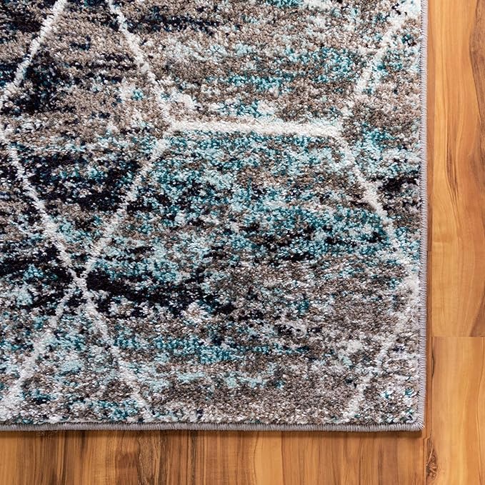 Unique Loom Trellis Frieze Collection Area Rug - Geometric (10' x 13', Blue Multi/ Ivory)