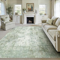 12x15 Washable Area Rug Sage Green Abstract Living Room Bedroom Carpet Neutral Modern Non-Slip Soft Low Pile Lightweight Vacuumable Large Throw Rug for Dining Room