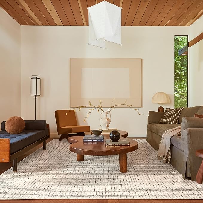 Rugs USA Melrose Cream, 6' Square, Handmade, Wool & Cotton, Soft and Cozy, High Traffic, Stain Resistant, Easy Clean, Durable Area Rug for Bedroom, Living Room, Dining Space, Den, Entryway