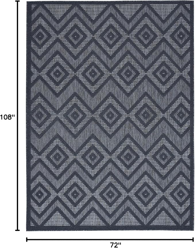Nourison Home Versatile Navy Blue 6' x 9' Area Rug - Easy Clean, Non Shedding, Bed Room, Living Room, Dining Room, Kitchen (6' x 9')