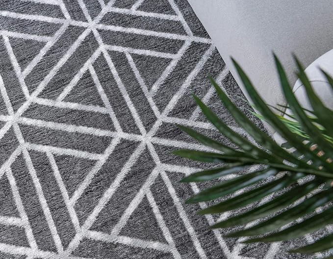 Rugs.com Lattice Trellis Collection Rug – 9' x 12' Gray Low-Pile Rug Perfect for Living Rooms, Large Dining Rooms, Open Floorplans