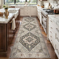 Tangsoo 3x8 Runner Rug for Hallway Long Washable Hallway Runner Rugs, Non Slip Vintage Soft Low Pile Rug Runner, Indoor 8ft Carpet Runners for Kitchen Bedroom Entryway Living Room Grey