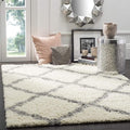 SAFAVIEH Dallas Shag Collection Area Rug - 6' Square, Ivory & Grey, Trellis Design, Non-Shedding & Easy Care, 1.5-inch Thick Ideal for High Traffic Areas in Living Room, Bedroom (SGD257F)