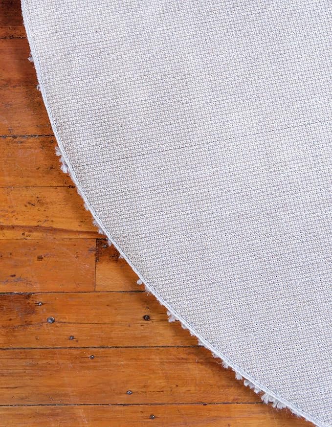 Unique Loom Davos Shag Collection Area Rug - Solid (9' 10" Round, Sterling)