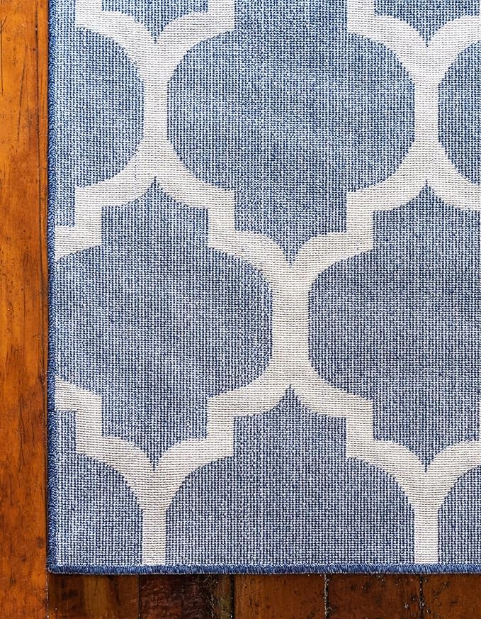 Rugs.com Lattice Collection Rug – 9' x 12' Dark Blue Medium Rug Perfect for Living Rooms, Large Dining Rooms, Open Floorplans