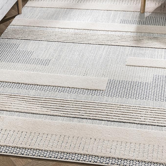 Well Woven Harlow Collection Briar Light Blue - Modern Tribal Minimalist Geometric 8x10 Area Rug - Ideal for Living Room, Dining Room & Bedroom - Durable, Stain Resistant & Easy to Clean