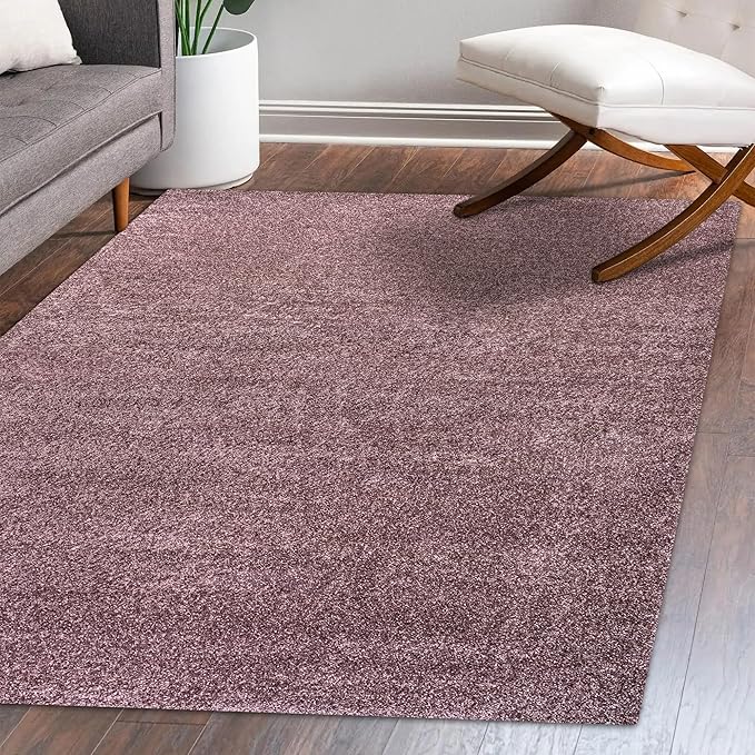 Eyely UES100R-5 Supersoft Haze Solid Low-Pile Indoor Area Rug Casual;Contemporary;Solid;Traditional, Bedroom, Kitchen, Living Room, Easy-Cleaning, Non-Shedding, 5 X 8, Light Purple