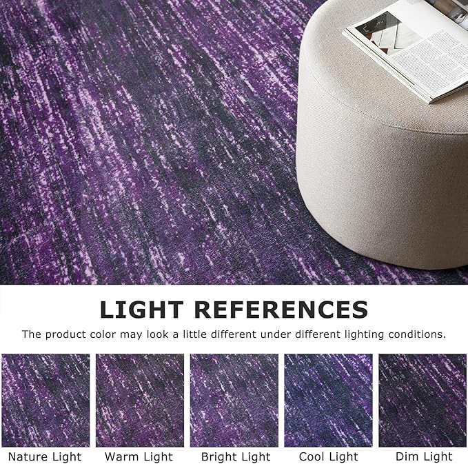 2x6 Modern Abstract Runner Rug for Hallways, Purple White Super Soft Hallway Decor Kitchen Rugs with Non-Slip, Non-Shedding Washable Runners for Entryway Bedroom Indoor
