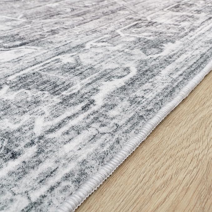 Paco Home Area Rug Modern Oriental Design in Vintage Look in Grey, Size: 6'7" x 9'2"