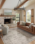 Loloi Magnolia Home by Joanna Gaines Millie Collection MIE-01 Silver/Dove 7'-10" x 7'-10", .25" Pile Height, Round Area Rug
