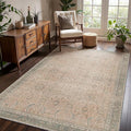 9x12 Area Rug Machine Washable Boho Rug for Living Room,Ultra-Thin Low Pile Carpet,Lightweight Indoor Printed Rug,Non Slip Floral Area Rug for Bedroom, Dining Room, Home Office,Light Beige