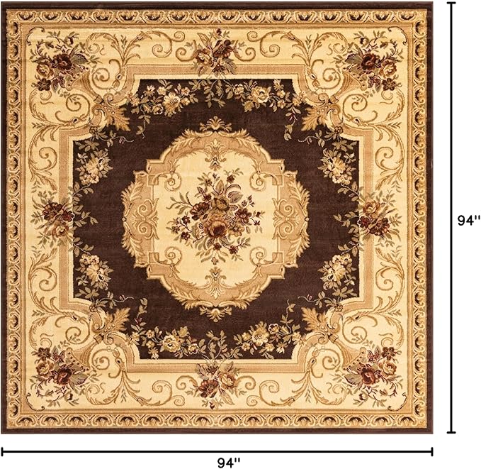 Rugs.com Chateau Collection Rug – 7' 10 Square Brown Medium Rug Perfect for Living Rooms, Kitchens, Entryways