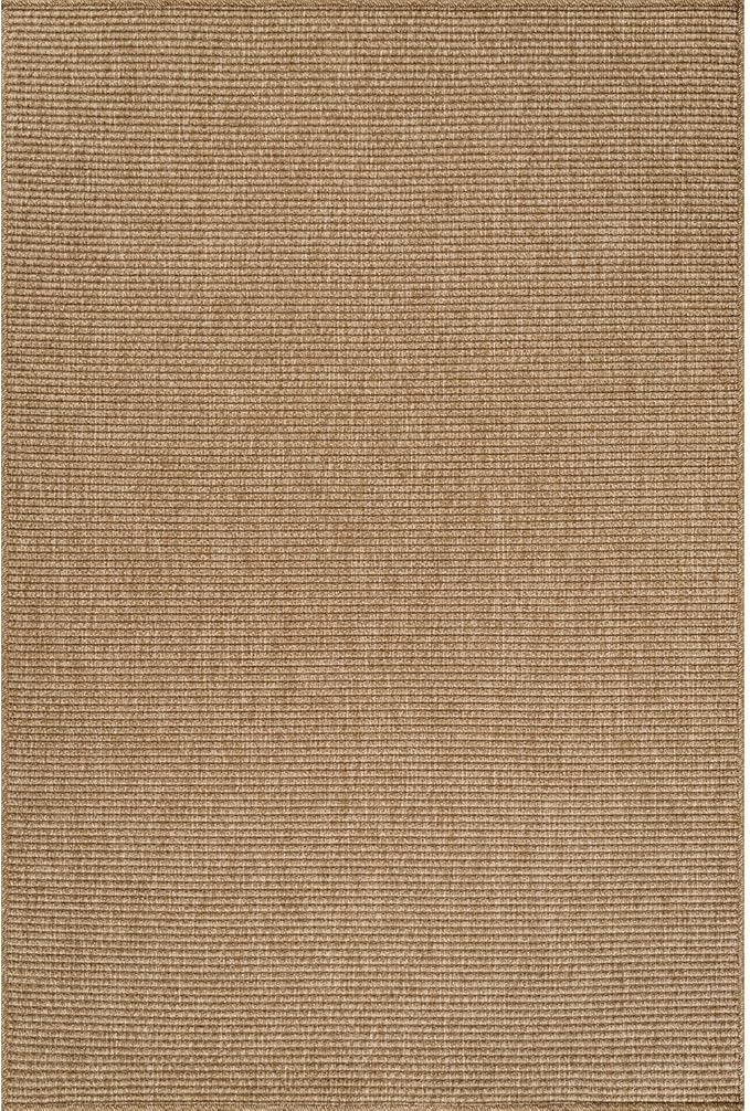 CAMILSON Easy Jute Rug 6x9, Indoor Outdoor Natural Color Farmhouse Area Rugs for Living Room Patio and Kitchen Rug, Solid Boho Woven Design, Easy-Cleaning, Washable Outside Carpet Alfombras (6 x 9)