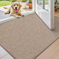 Color&Geometry Thin Indoor Entrance Mats for Home, 17"X29.5" Indoor Mats for Entryway Non Slip Rubber Backed, Dirt Trapper Door Rugs for Entryway Indoor Washable, Dark Khaki (Rolled-up NO Creases)