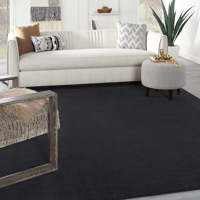 Nourison Home Nourison Essentials Black 8' x 11' Area Rug - Easy Clean, Non Shedding, Bed Room, Living Room, Dining Room, Kitchen (8' x 11')