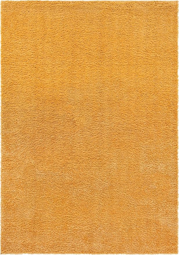 Unique Loom Davos Shag Collection Area Rug - Solid (10' x 14' 1" Rectangle, Sun Yellow)
