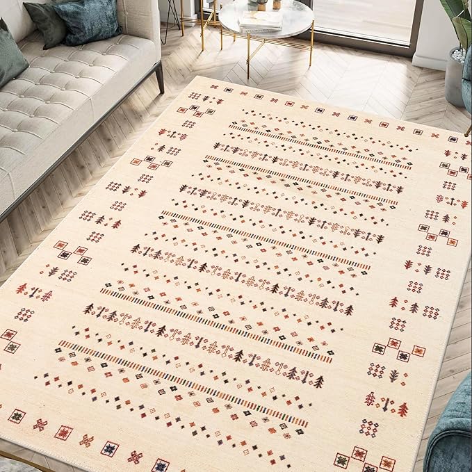 Keen Home Design 8x10 Rug - Machine Washable Area Rug with Non-Slip Backing, Ideal for Living Room, Dining Room, Bedroom - Vintage, Easy Clean, Durable, Low Pile - (8' x 10')